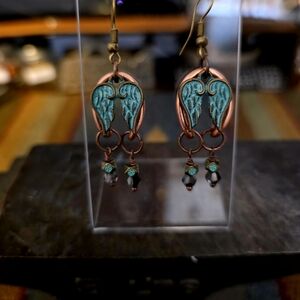 Hand crafted By Me, Elegant Copper and Patina Color Earrings